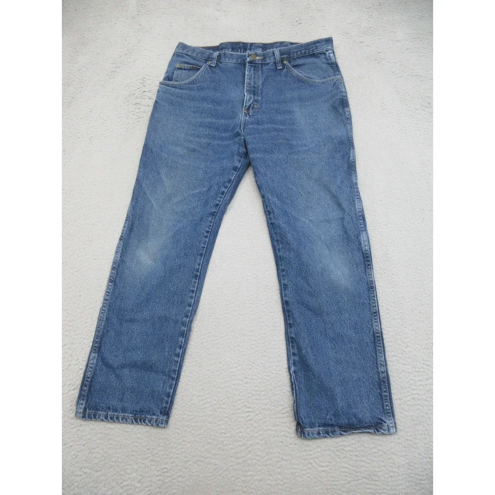 Wrangler Authentic Western Jeans Mens 36x30 Blue Medium Wash Regular Fit Denim
